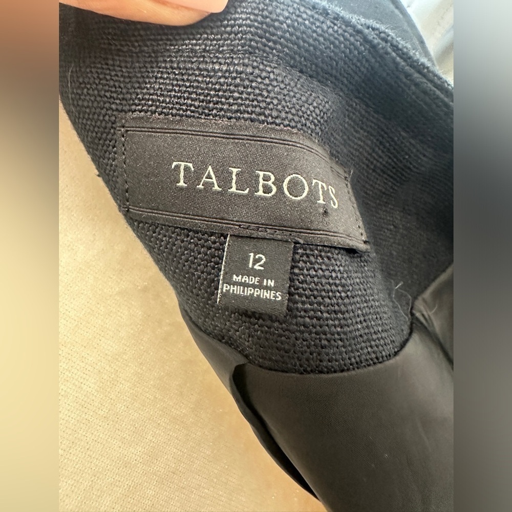 Talbots 100% Linen Collarless Button Down Black L… - image 6